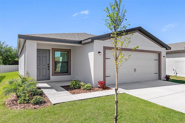 view of front of house featuring a garage and a front yard