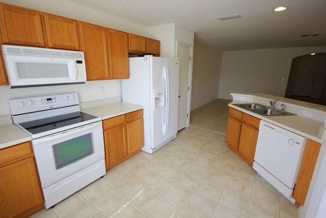 kitchen with white appliances and sink