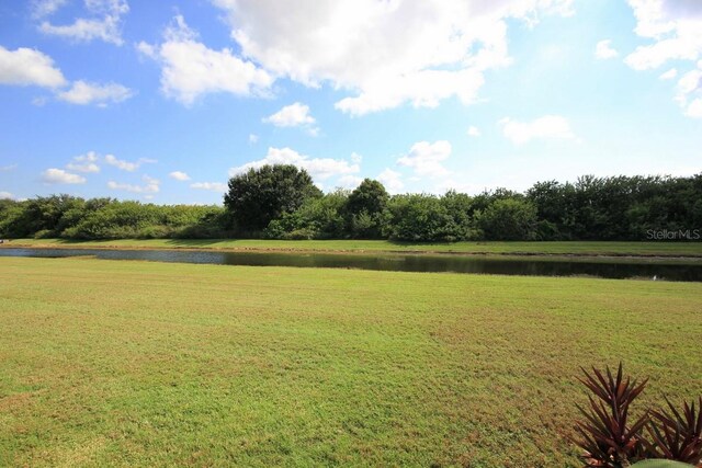 view of yard with a water view