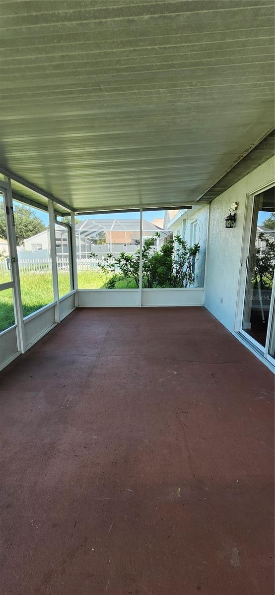 view of unfurnished sunroom