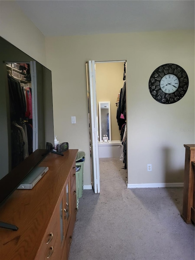 interior space featuring a closet and carpet floors