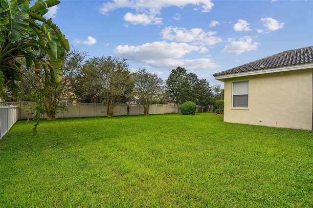 view of yard featuring a fenced backyard