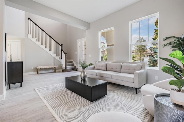 living room with hardwood / wood-style floors