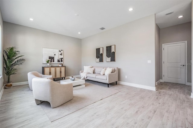 living room with light wood-type flooring