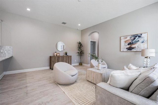 living room with light wood-type flooring