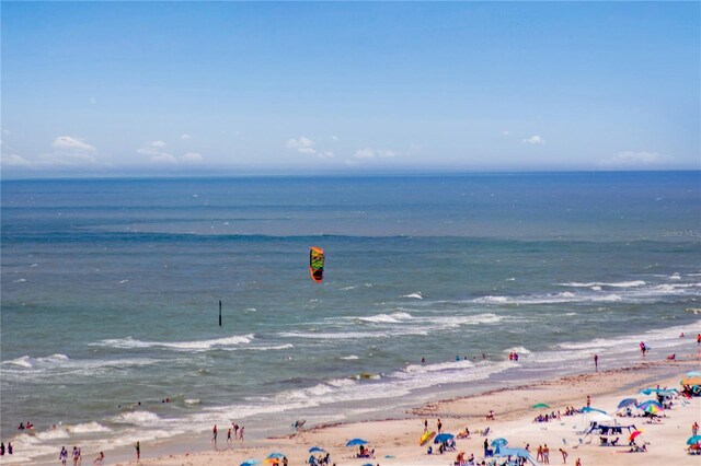 view of water feature featuring a beach view