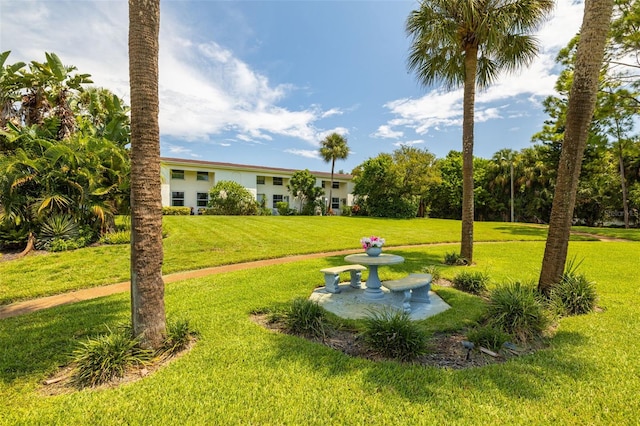 view of community with a lawn