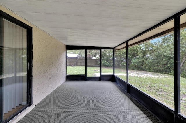 view of unfurnished sunroom