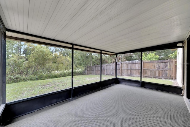 view of unfurnished sunroom