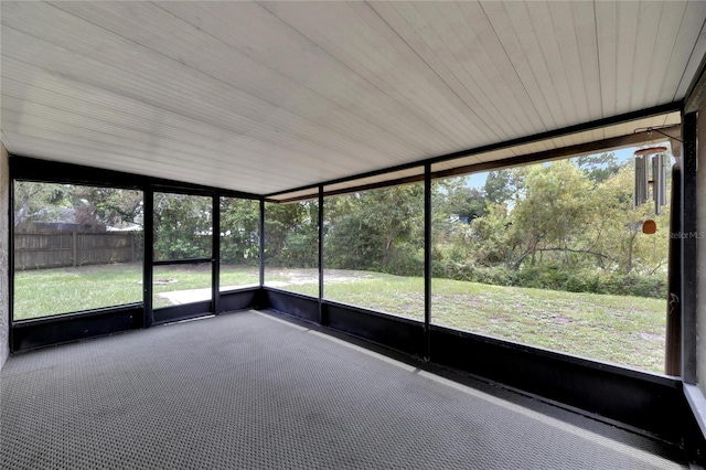 view of unfurnished sunroom