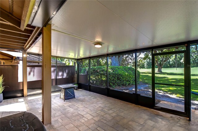 view of unfurnished sunroom