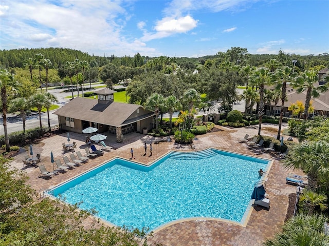 view of pool featuring a patio area