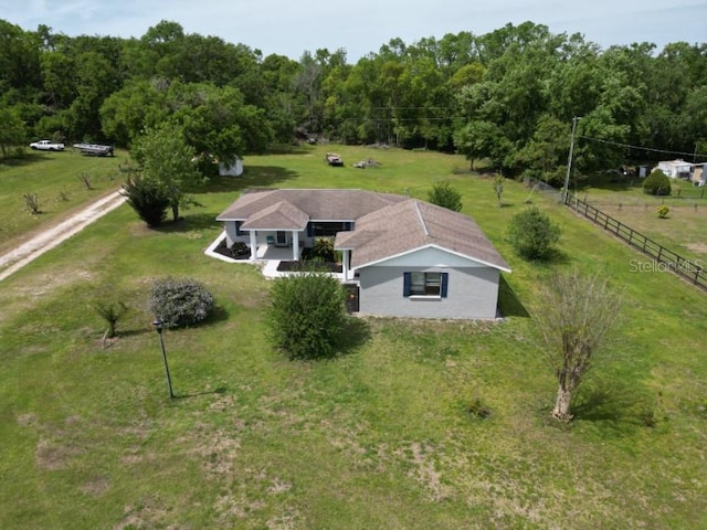 aerial view featuring a rural view