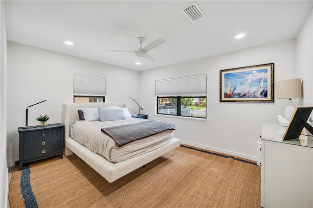 bedroom featuring ceiling fan