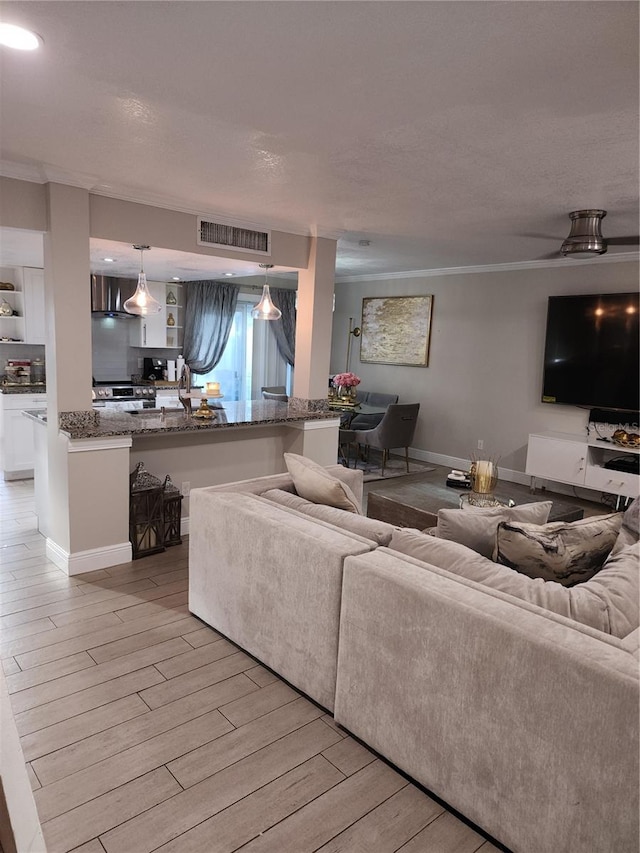 living room with light hardwood / wood-style floors