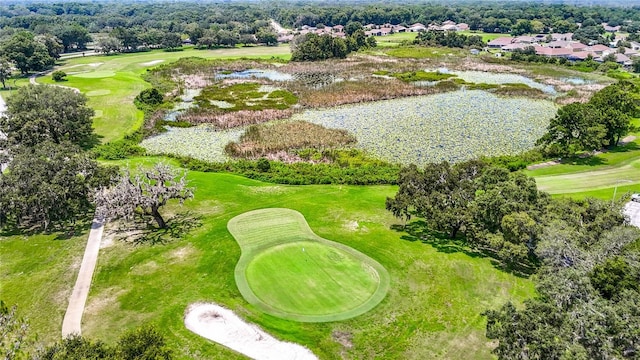 birds eye view of property featuring golf course view