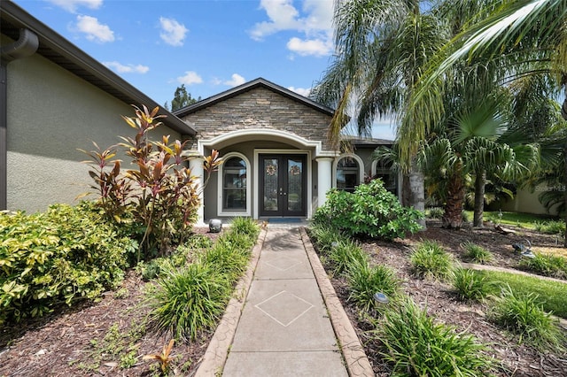 doorway to property featuring french doors