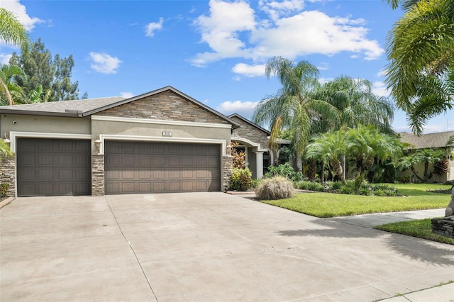 view of front of property with a garage