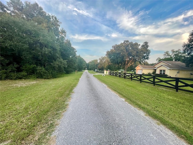 view of street featuring a rural view