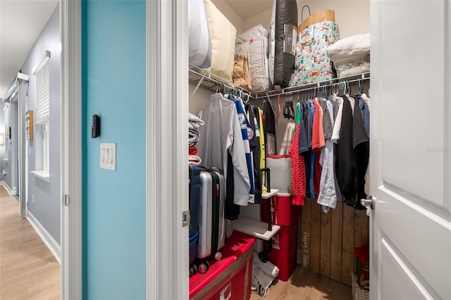 spacious closet featuring light wood-type flooring