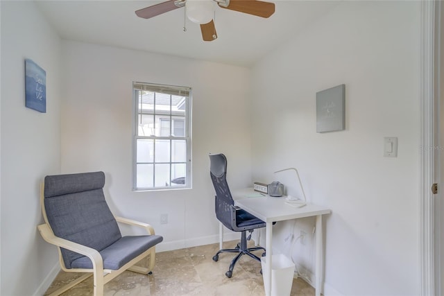 home office featuring ceiling fan