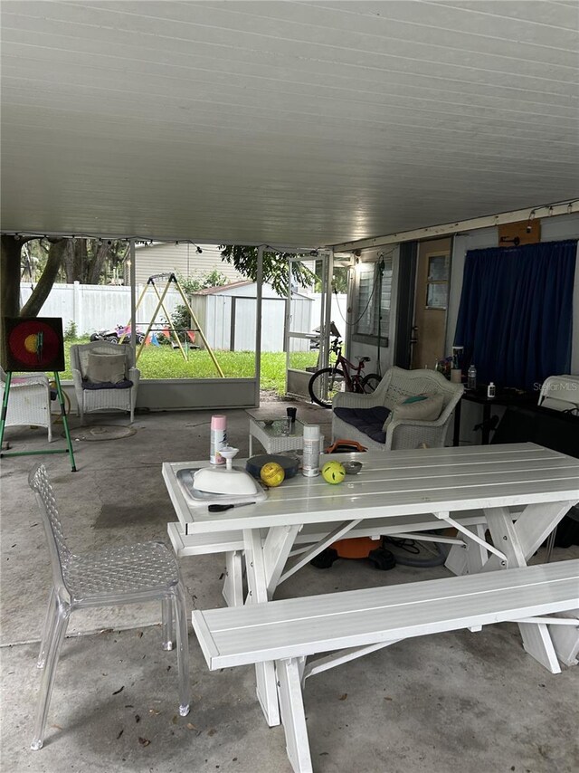 view of patio / terrace featuring a playground