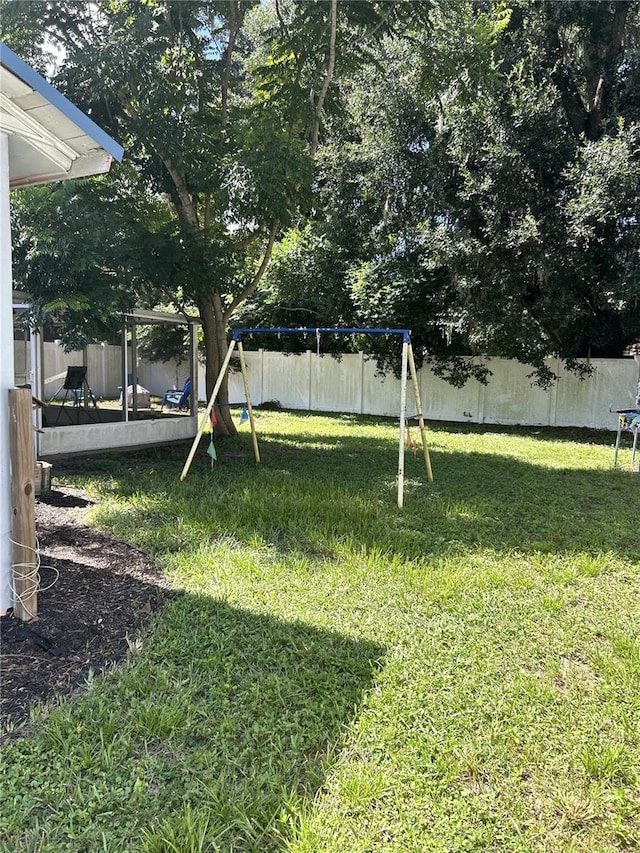 view of yard with a playground