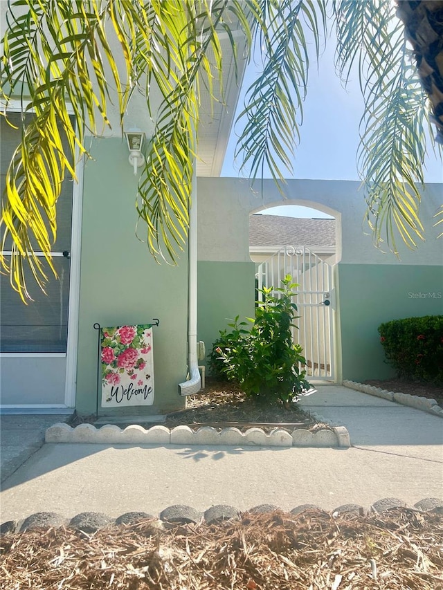 761 Tremont Greens Ln Unit 61, Sun City Center, FL 33573 - view of side of home with a gate and stucco siding