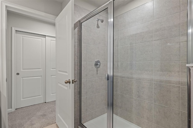 bathroom featuring a stall shower