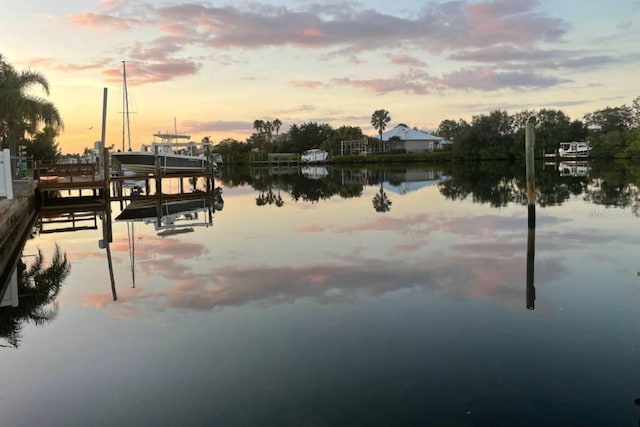 view of water feature featuring a dock