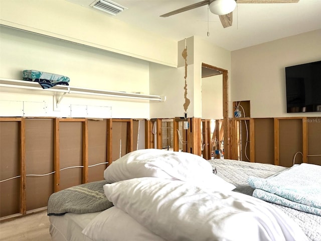 interior space featuring ceiling fan