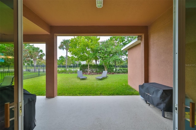 view of patio / terrace with a grill