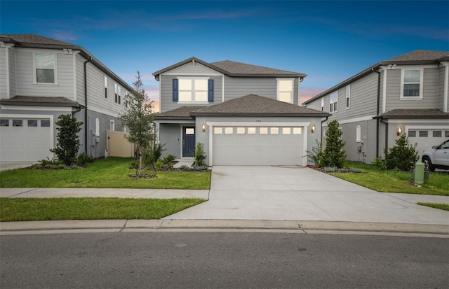 view of front of property with a lawn