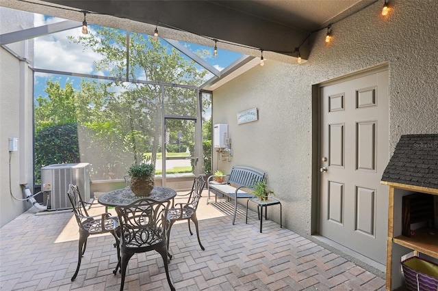 sunroom with track lighting