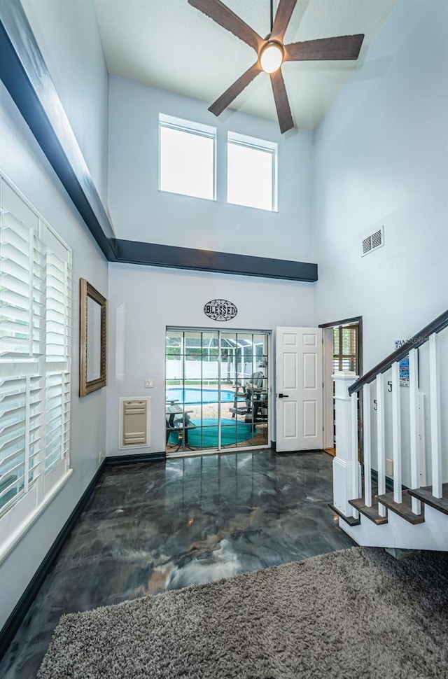 entrance foyer with a high ceiling and plenty of natural light