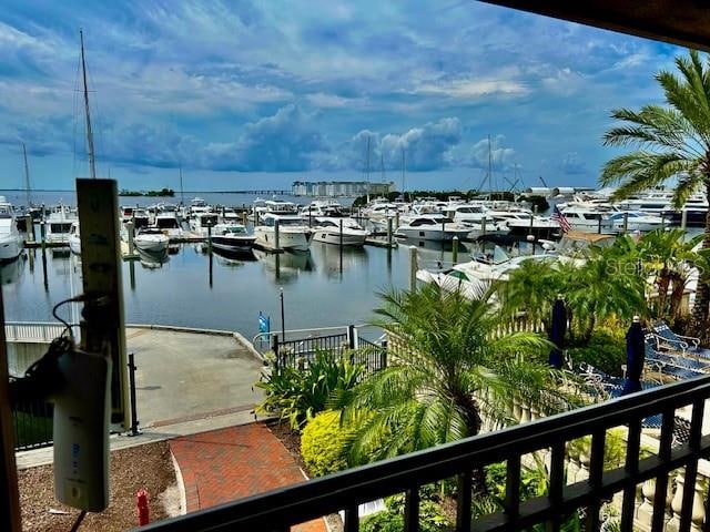 view of water feature featuring a boat dock