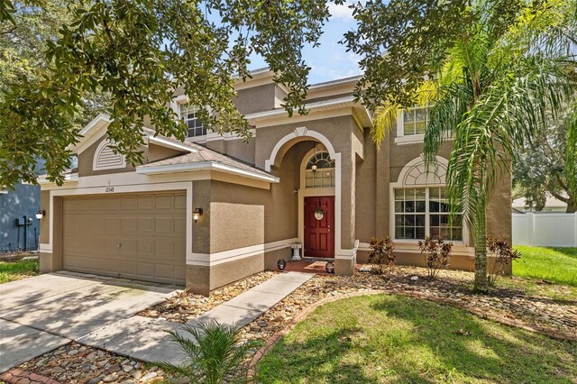 view of front of house with a garage