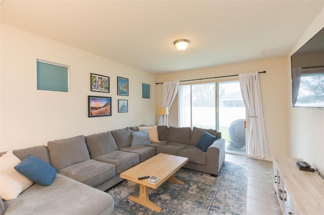 view of tiled living room