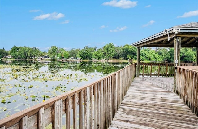 view of dock featuring a water view