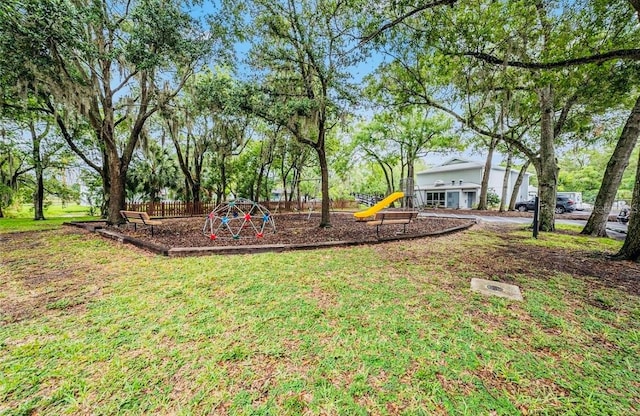 view of yard featuring a playground