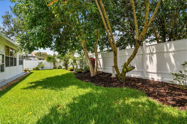 view of yard featuring a fenced backyard