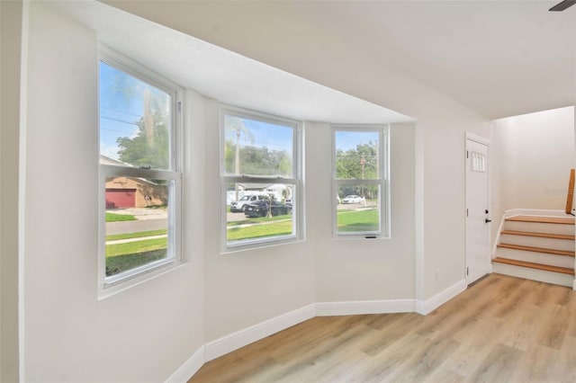 interior space with light hardwood / wood-style flooring