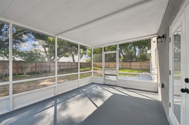 view of unfurnished sunroom