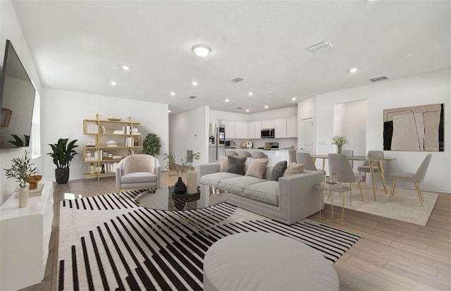 living room featuring light hardwood / wood-style floors