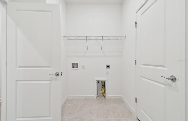 clothes washing area featuring washer hookup, electric dryer hookup, and light tile patterned floors