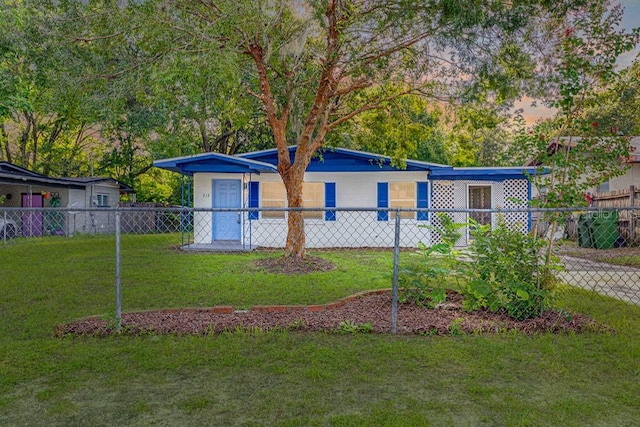 view of front of home with a front yard