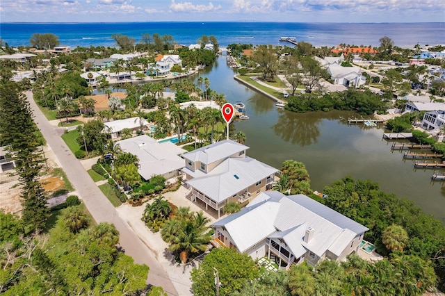 210 Lakeview Dr, Anna Maria, FL 34216 - drone / aerial view featuring a residential view and a water view
