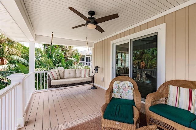 210 Lakeview Dr, Anna Maria, FL 34216 - deck featuring ceiling fan