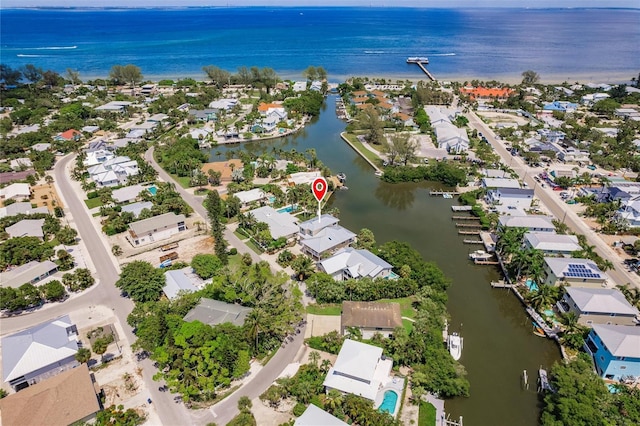 210 Lakeview Dr, Anna Maria, FL 34216 - drone / aerial view featuring a residential view and a water view