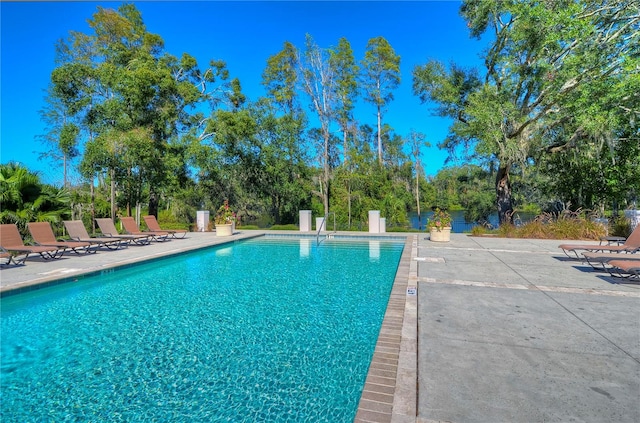 view of pool featuring a patio